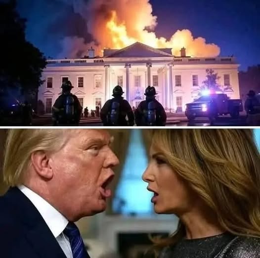 ⚠️ Breaking News: Chaos in the Capital as White House Catches Fire – Former President Donald Trump and First Lady Melania Reportedly On the Run 🔥🏛️